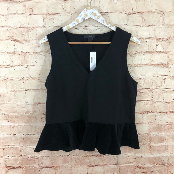 NWT J. Crew Velvet Peplum Blouse Top - Picture 2 of 6